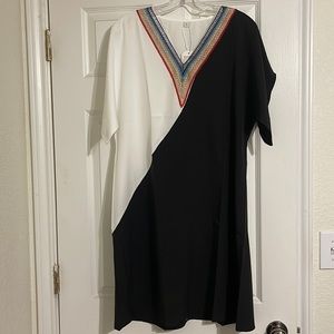Black and White Color Block Mini Dress